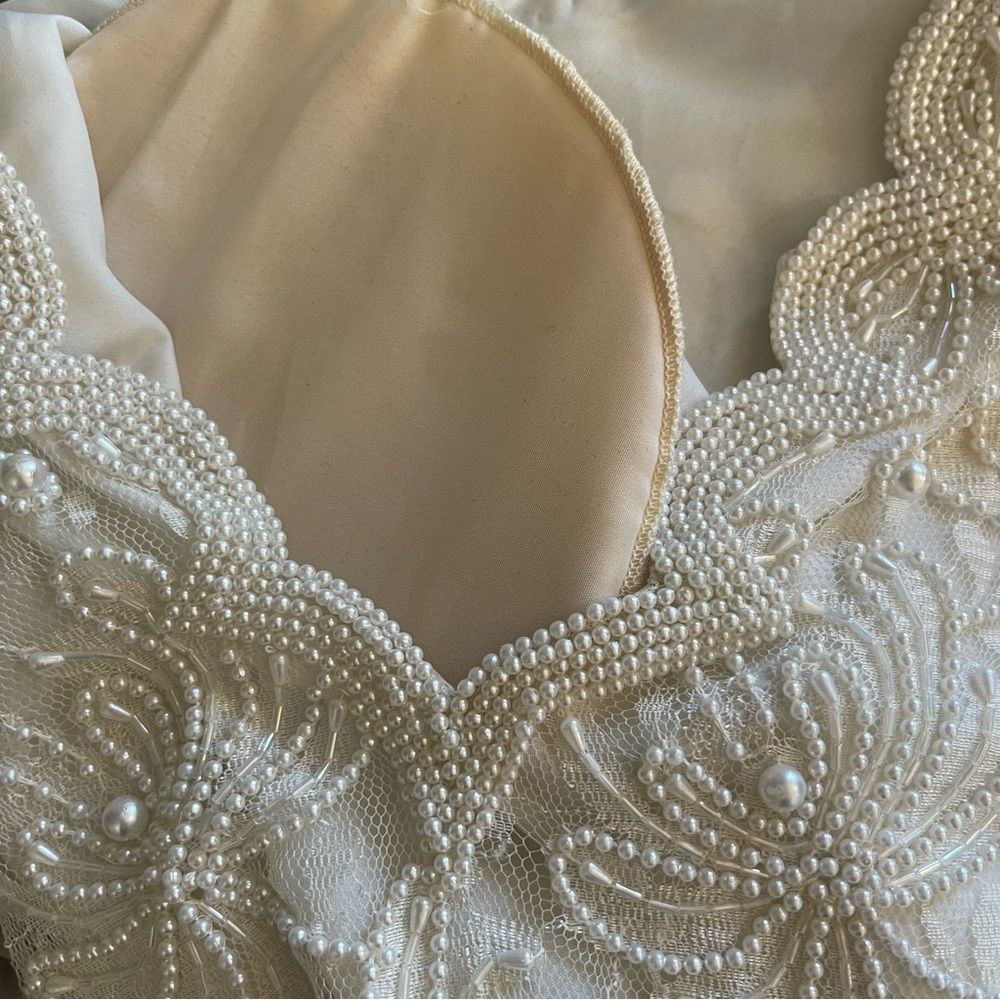Laurence Kazar New York White Beaded & Pearl Short Sleeve Fancy Shirt - Picture 14 of 15